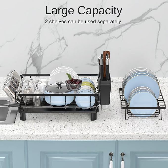 Small 2 Tier Dish Drying Rack, Space Saving Dish Racks - Image 4