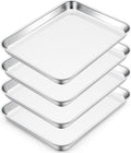 E-far Small Baking Sheet Set of 4, 10.5”x8.3” Stainless Steel Cookie Sheets Pans by E-far