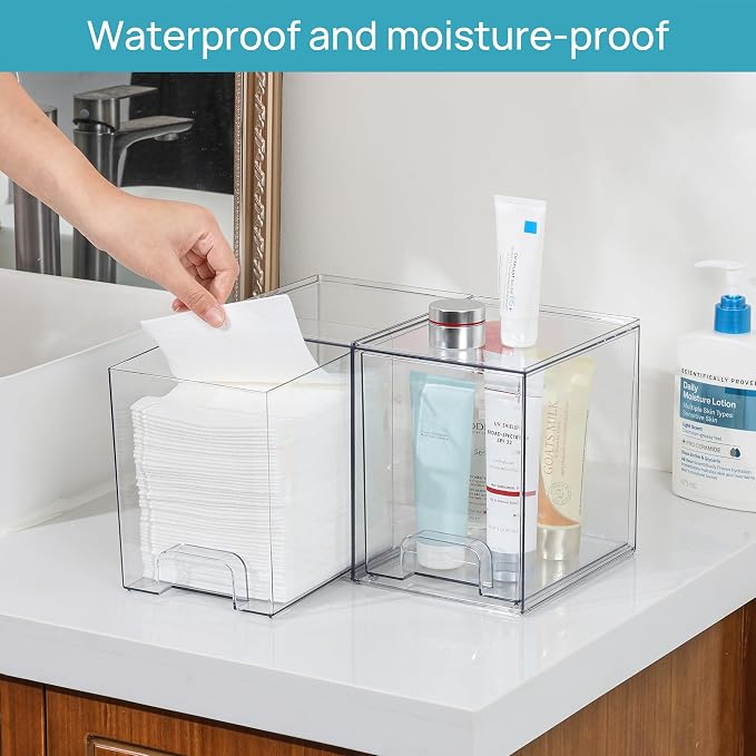 Vtopmart 7.6" H Clear Stackable Storage Drawers, 4 Pack Plastic Organizers Bins - Image 7