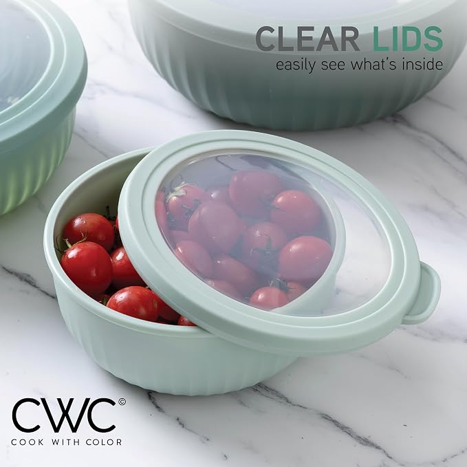 COOK WITH COLOR Prep Bowls with Lids- Wide and Deep Nesting Plastic Small - Image 5