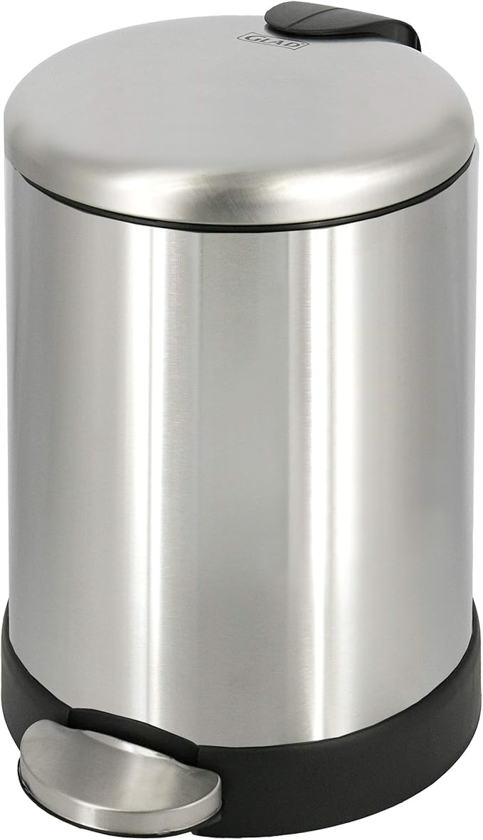 Glad Small Trash Can, 1.2 Gallon | Round Stainless Steel Garbage Bin by GladTrashFoodStorage