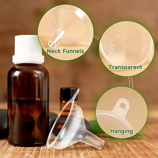 12 Pack Small Funnels for Kitchen use Filling Bottles Clear Polyethylene Funnel - Image 3