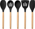 E-far Silicone Cooking Utensils Set, 5-Piece Black Kitchen Utensils Set by E-far