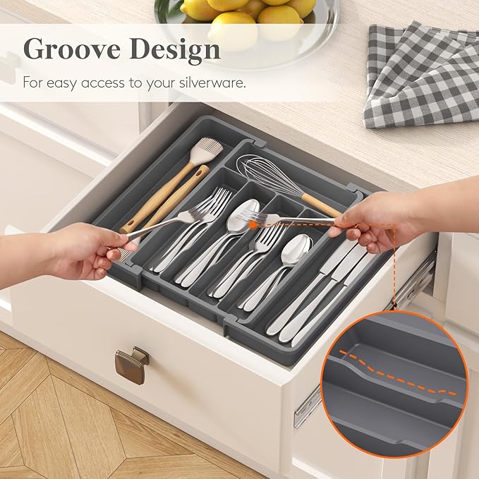 Lifewit Silverware Drawer Organizer, Expandable Utensil Tray - Image 7