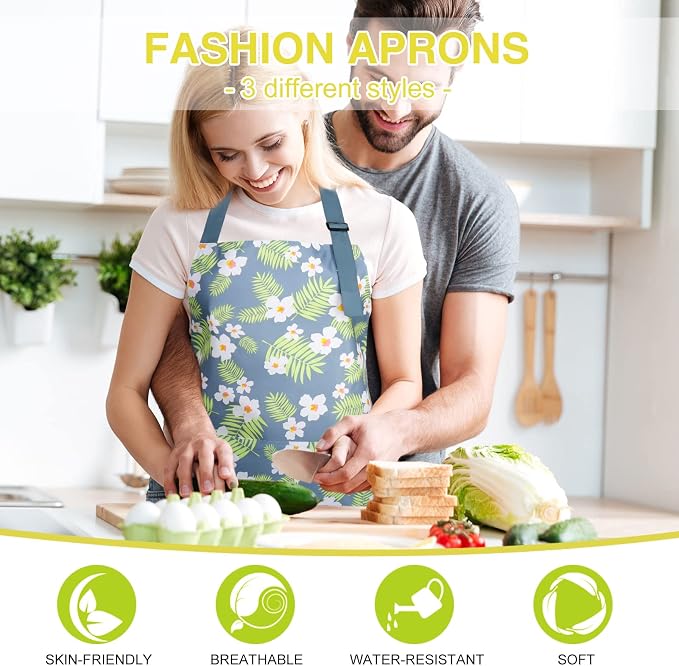 BOUMUSOE 3 Pack Floral Aprons - Image 6