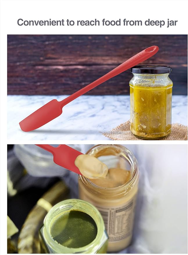 3-Pack Silicone Jar Spatulas, Vovoly Small Seamless Design Rubber Scraper - Image 4