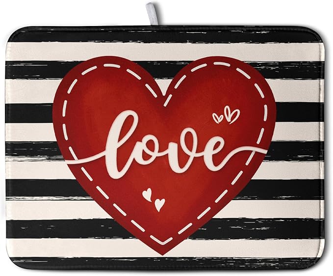 Valentine's Day Dish Drying Mat by Kwlegh