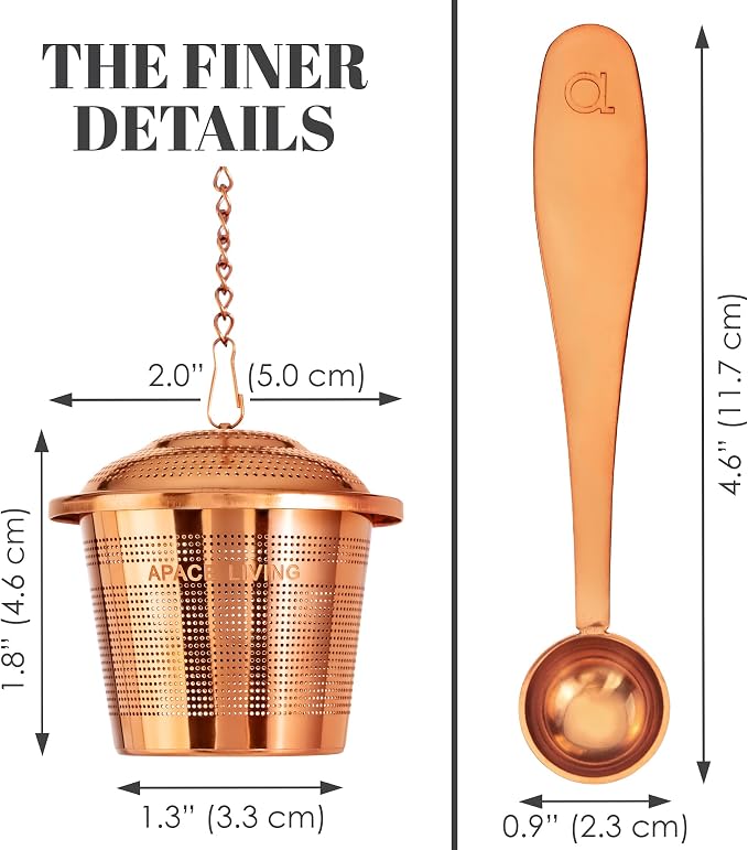 Tea Infuser Set of 2 with Tea Scoop & Drip Trays - Image 5