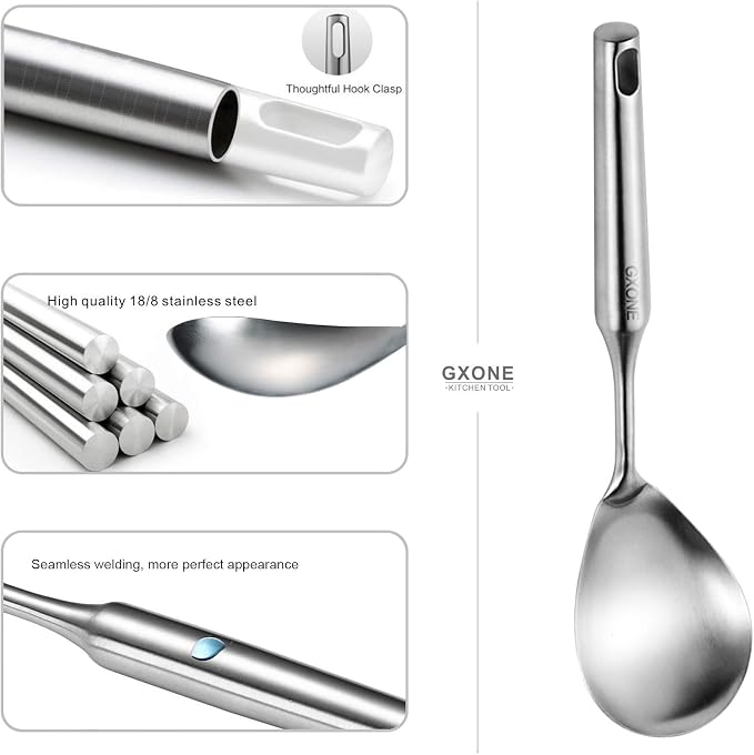 Cooking Spoon, 304 Stainless Steel Large Serving Spoons - Image 3