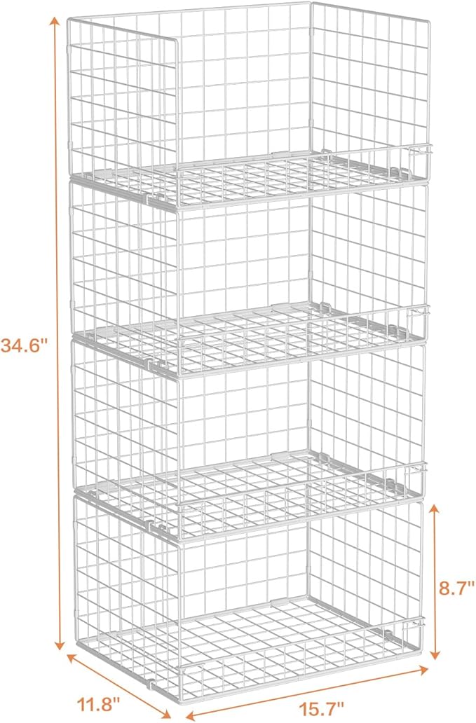 Yociyoga 4-Tier Stackable Closet Organizers and Storage Basket, Foldable Closet - Image 3
