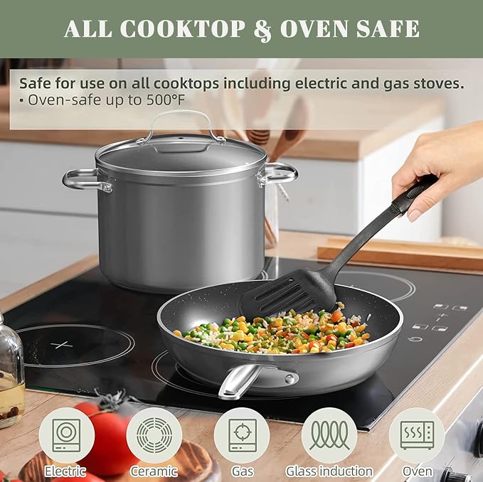 Nuwave 7pc Cookware Set Healthy Duralon Blue Ceramic Nonstick Coated, Diamond - Image 5