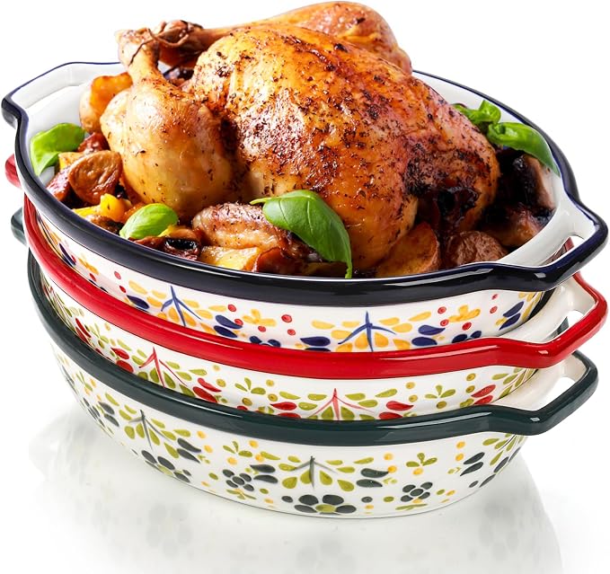 Peohud 3 Pack Ceramic Baking Dishes, 50 Oz Large Casserole Dish by Peohud