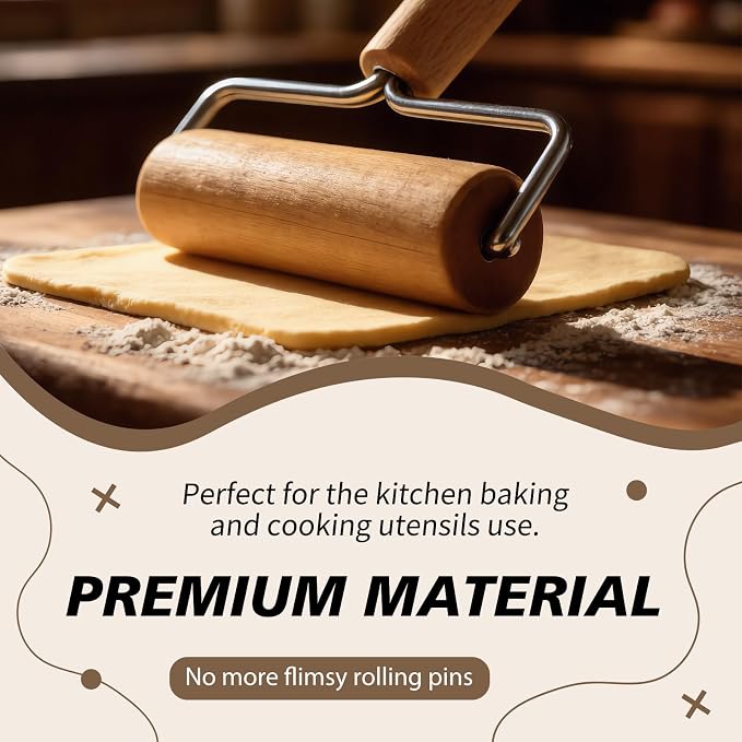 Pizza Rolling Pin Small Rolling Pin Wooden Dough Roller Non Stick Pizza Dough - Image 4