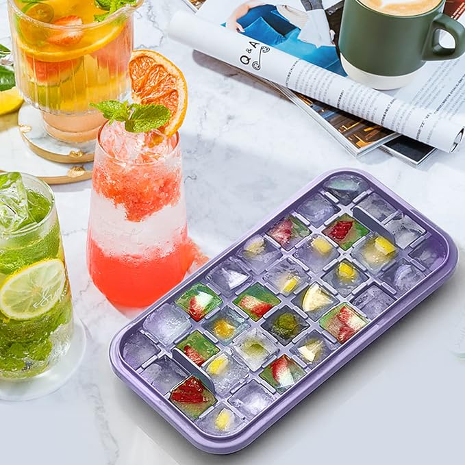Ice Cube Tray with Lid and Bin for Freezer, 2 Pack - Image 6