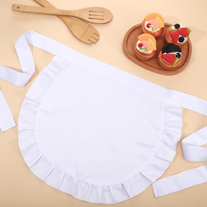 2Pcs Kids White Waist Apron Half Apron Puffy Tight Costume Kitchen Party Favors - Image 5