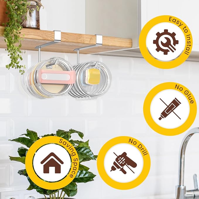 2 Pack Tumbler Lid Organizer, Under Cabinet Cup Lid Holder - Image 5