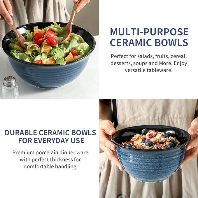 HASENSE Mixing Bowls, Ceramic Serving Bowls Set - Image 3