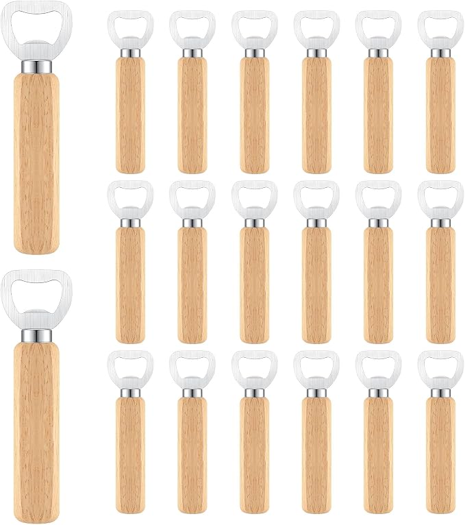 20 Pcs Wooden Bottle Opener Bulk Wooden Beer Opener Engravable DIY Bottle Opener by Yugada