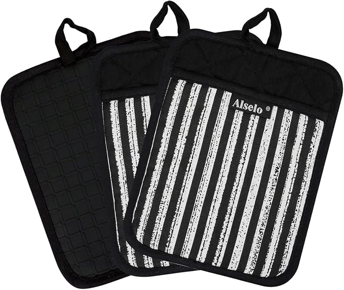 Alselo Silicone Pot Holders Set of 3 Heat Resistant & Non Slip Potholders - Image 9