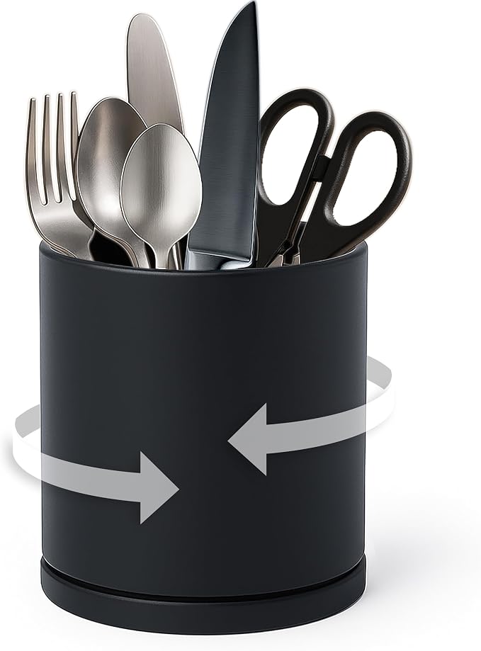D'vine Dev 360° Rotating Utensil Holder – 5" Kitchen Utensil Crock by DvineDevPlanterPotsandStand
