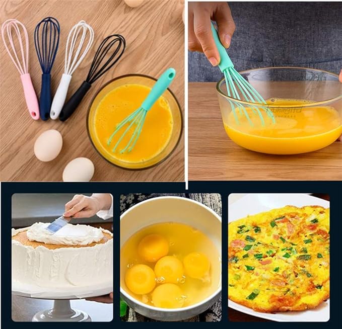 Silicone Whisk 5 Pcs Colorful Kitchen Mini Silicone Whisks, Whisk Set Egg Beater - Image 3