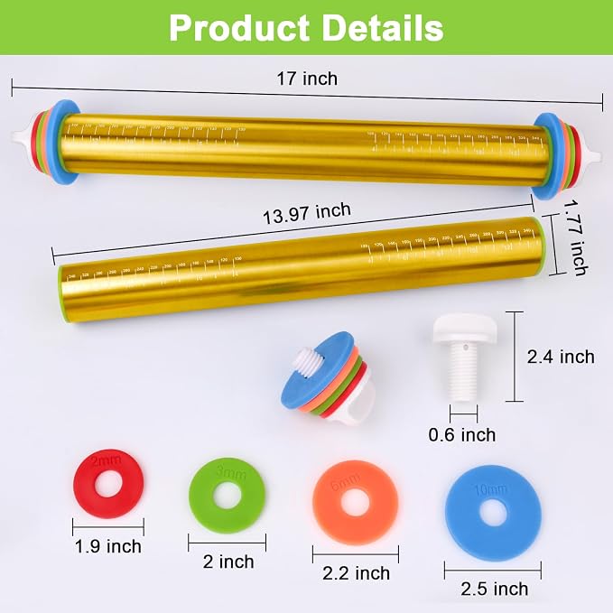 Adjustable Rolling Pins for Baking, Stainless Steel Rolling Pin - Image 2