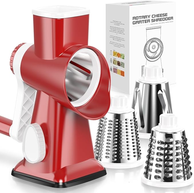 KEOUKE Rotary Cheese Grater Hand Crank Red by KEOUKE