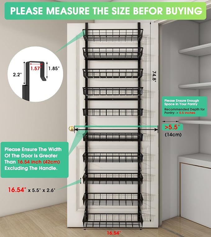 Mefirt 10-Tier Over The Door Pantry Organizer, Pantry Organization and Storage - Image 2