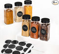 6Pcs Spice Jars with Label, 4oz Empty Square Seasoning Containers, Spice Jars by DIDITIME