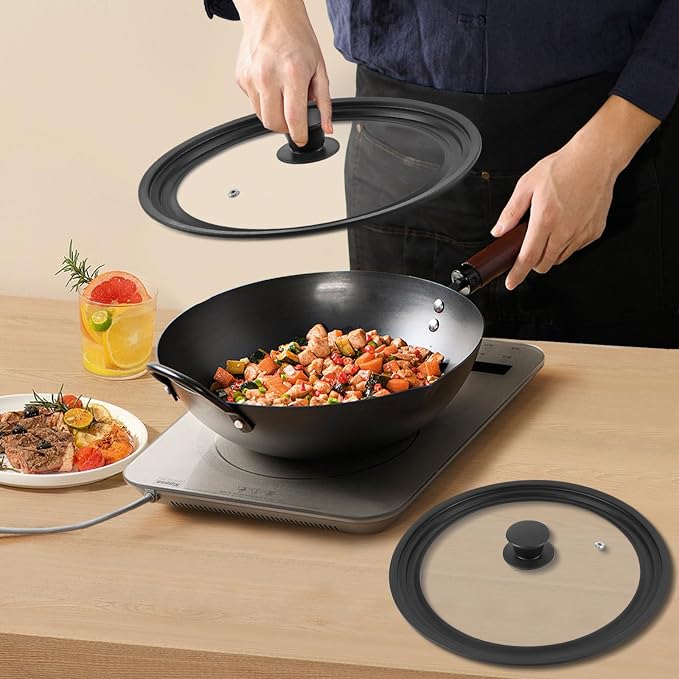 Universal Lid for Pots Pans and Skillets, 2 Pack Pan Cover fit 9", Silicone - Image 6