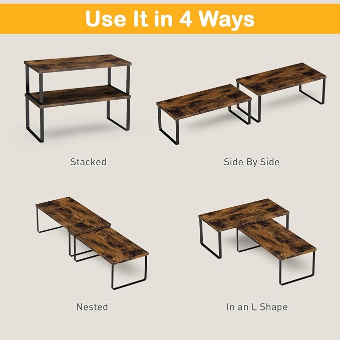OGEMXU Cabinet Shelf Organizers, 15.7 inches Large Kitchen Counter Shelf - Image 7