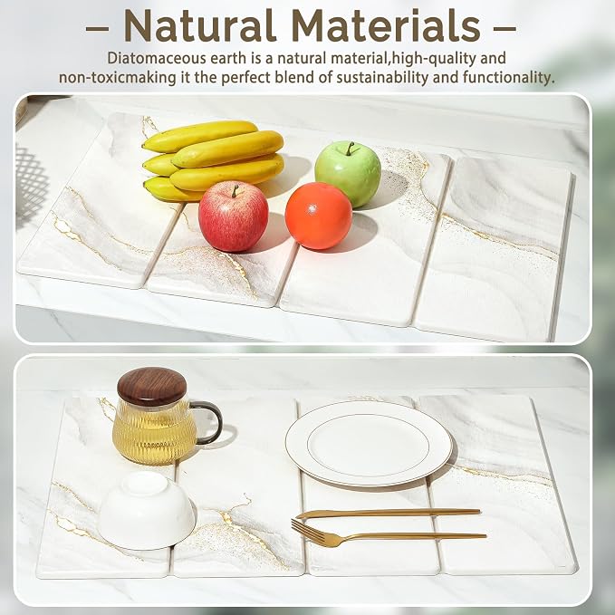 Large Stone Dish Drying Mat for Kitchen Counter, Foldable Water Absorbing - Image 8