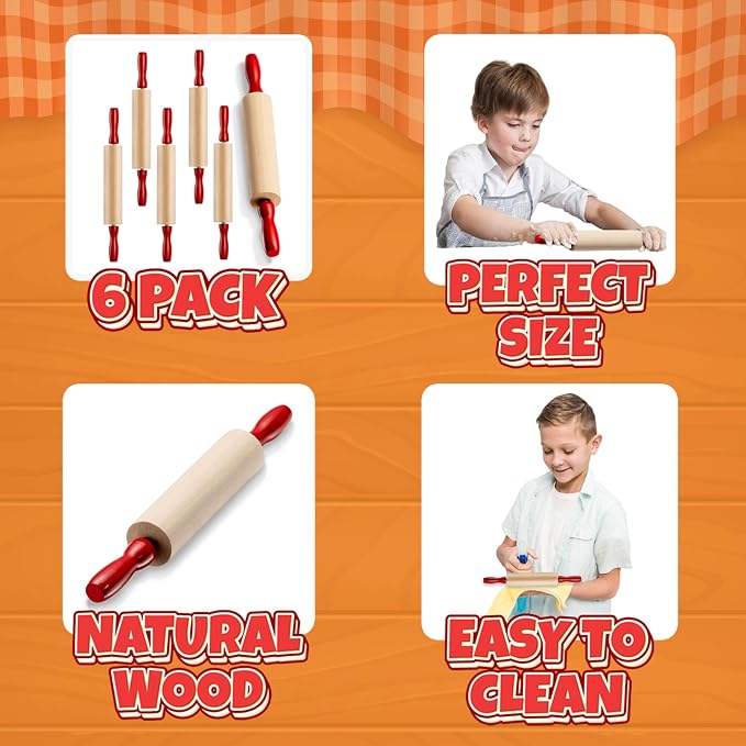 Mini Rolling Pin 7.5 Inch Kids Rolling Pin Set - Image 2