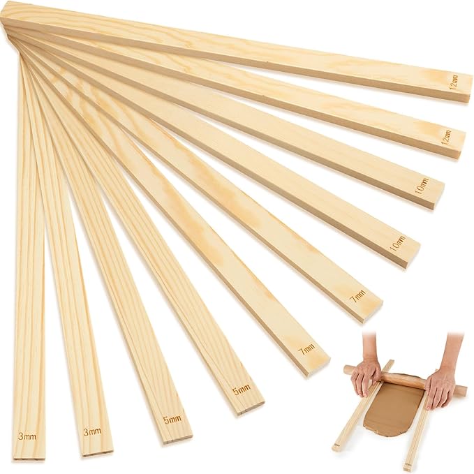 Sasylvia 10 Pcs Pottery Rolling Pin Guides Wood Teaching Rolling Mud Stick by Sasylvia