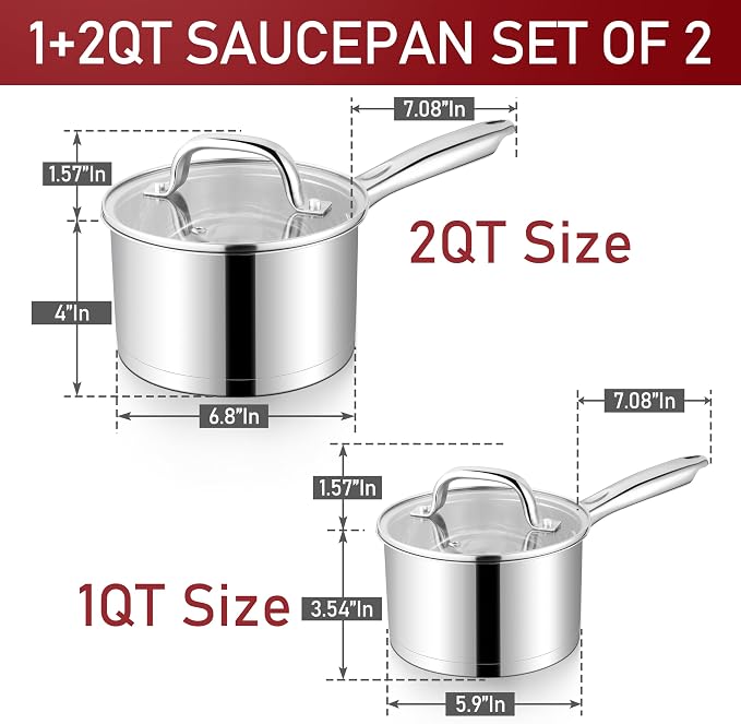 P&P CHEF 1 Quart & 2 Quart Saucepan - Image 2