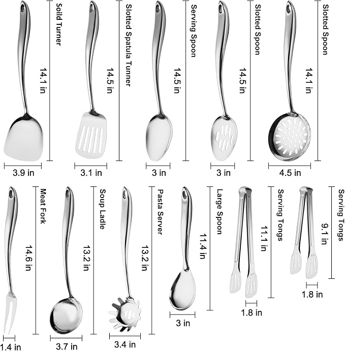 304 Stainless Steel Kitchen Utensils Set, Pasta Server - Image 2