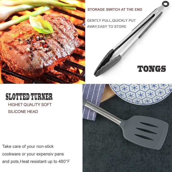 Silicone Kitchen Cooking Utensils Set - Image 3
