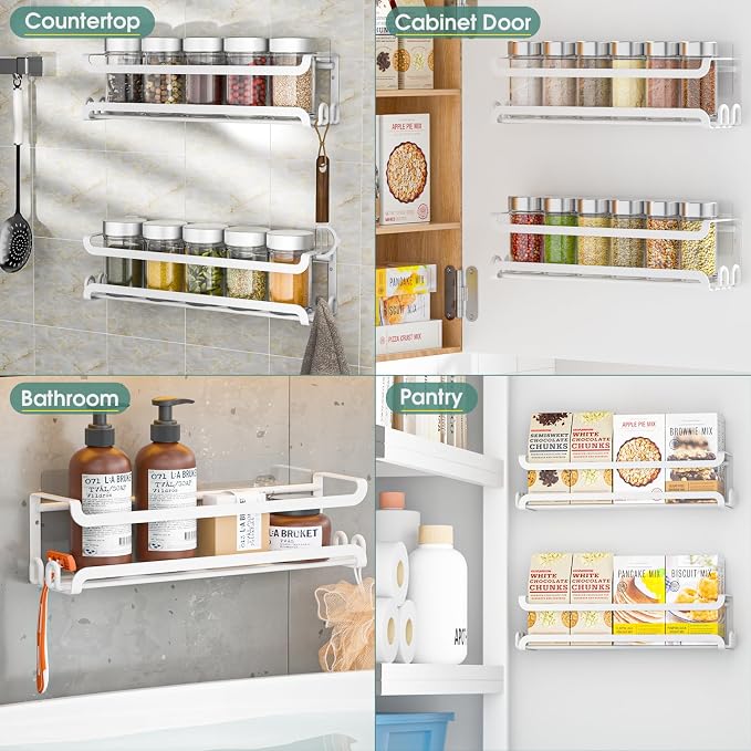 LUCYCAZ 4 Pack Wall Mounted Spice Rack - Image 8