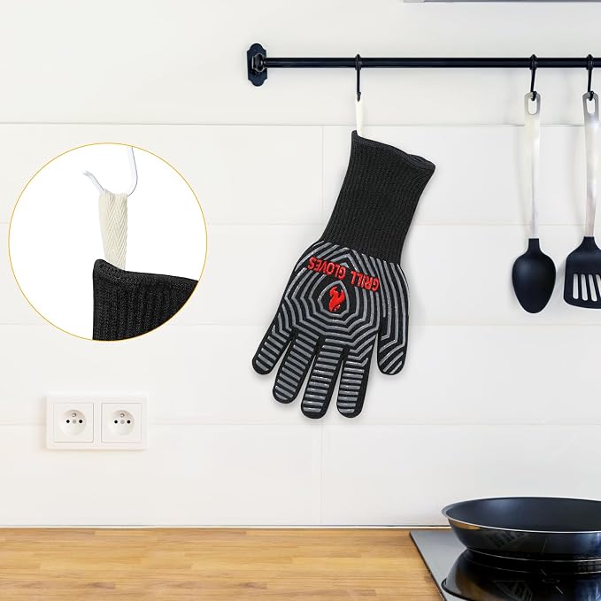QUWIN BBQ Gloves, Oven Gloves 1472℉ Extreme Heat Resistant, Grilling Gloves - Image 4