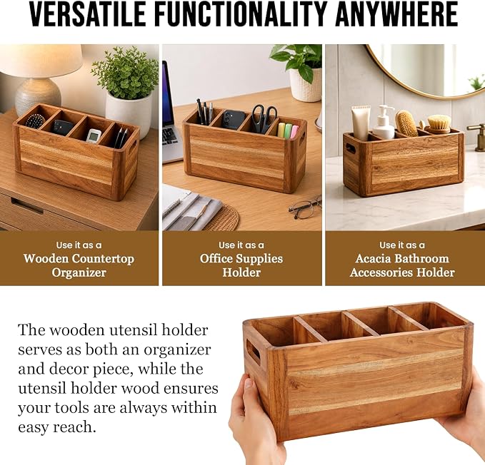 Wooden Caddy Utensil Holder - Image 8
