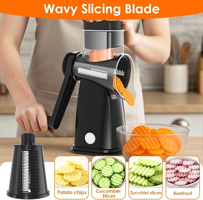 MealHelper 5 Blade Rotary Cheese Grater and Vegetable Chopper - Image 5
