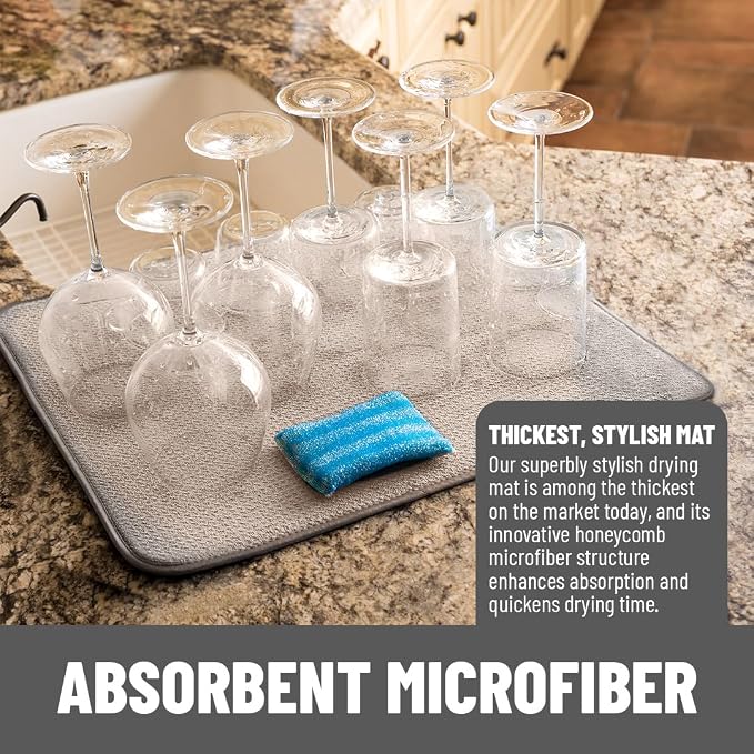 Bellemain XL Dish Mat Microfiber Dish Drying Mat, Super absorbent - Image 2