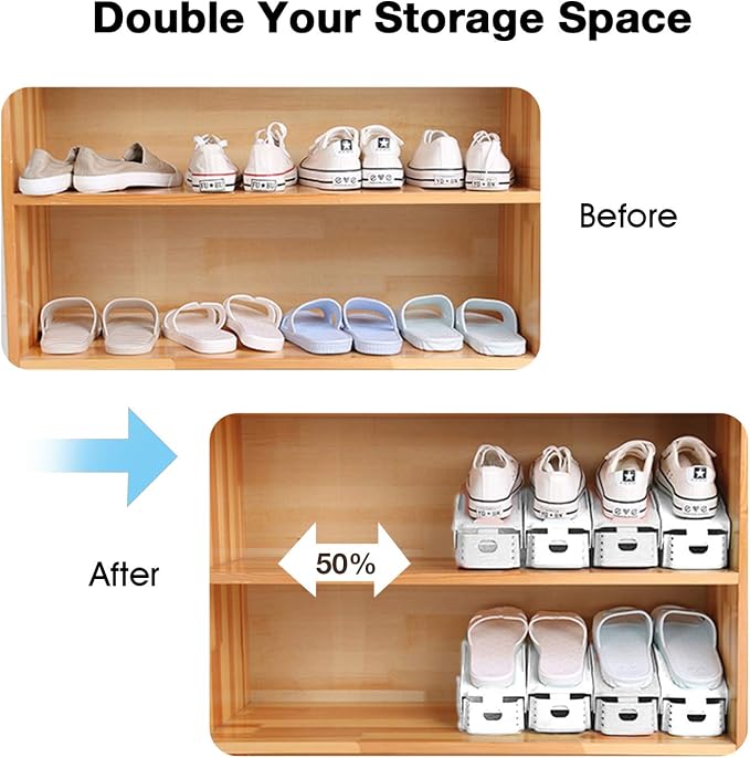 Neprock Shoe Slots Organizer, 20 Pack Adjustable Shoe Rack Stacker Storage - Image 2