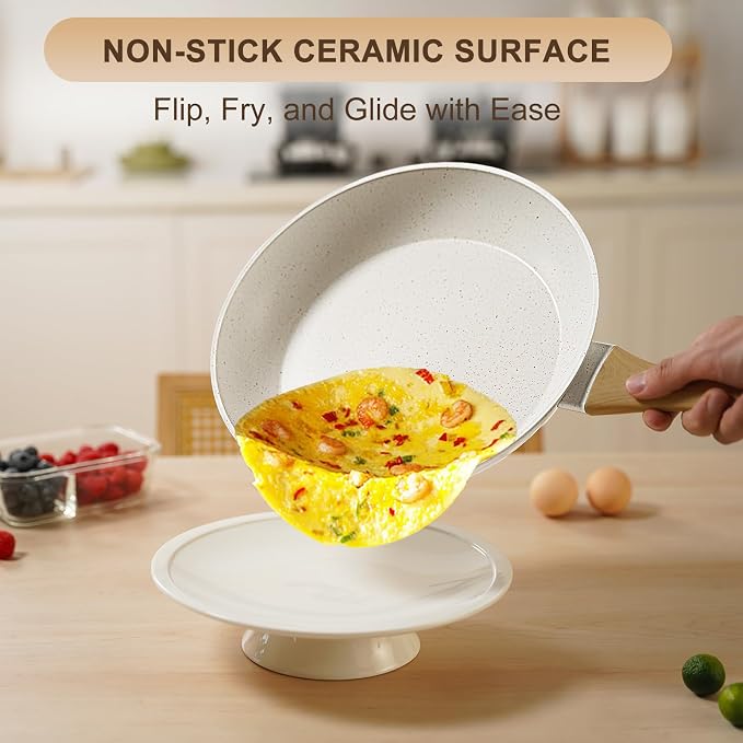 EWFEN 25 Pcs Pots and Pans Set, Nonstick Ceramic Cookware Sets, Healthy - Image 5