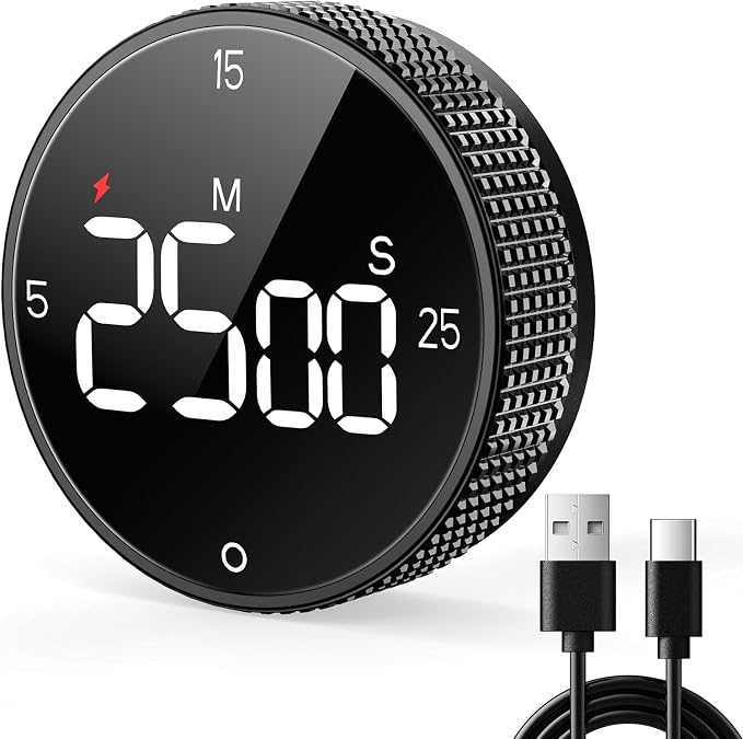 USB Rechargeable Magnetic Kitchen Timer by SmartTimingforEveryMoment