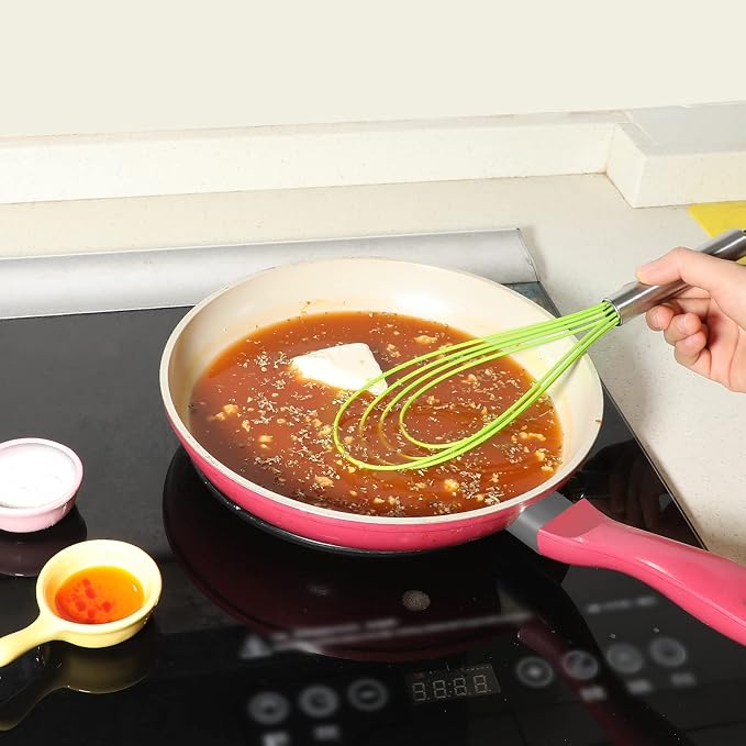 Webake Silicone Flat Whisk Set of 3, Heat Resistant Kitchen Whisks - Image 5