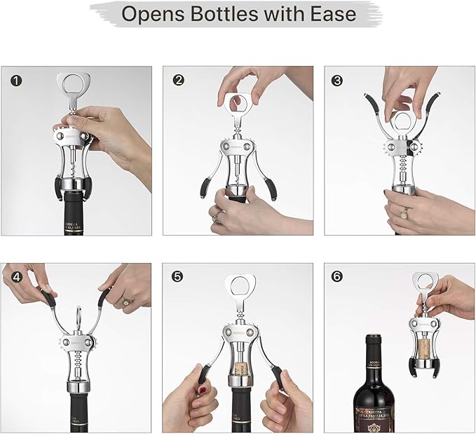Beneno Wine Opener, Zinc Alloy Premium Wing Corkscrew - Image 4