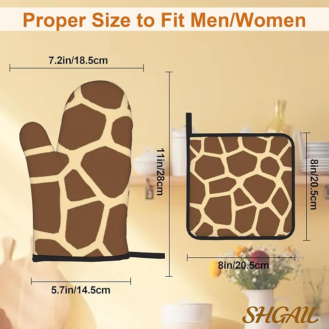 Giraffe Oven Mitts with Matching Potholders - Image 3