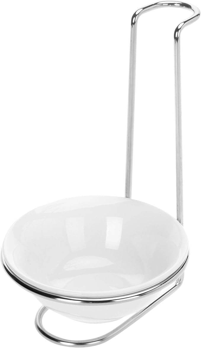 MyGift White Ceramic Ladle Holder Spoon Rest, Upright Single Cooking Utensil by MyGiftHome