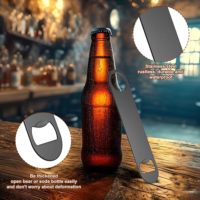 20 Pack Flat Bottle Opener, 7 Inch Stainless Steel Black Speed Opener Bulk - Image 3